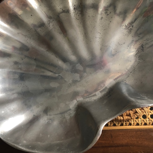 Pewter Metal Clamshell/Seashell Serving Bowl Made in Mexico Vintage - Picture 5 of 12